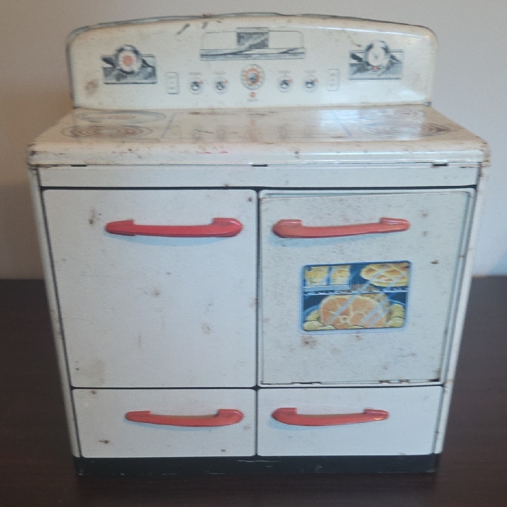 VintageMarx  Toy Stove with Red Handles 1950 1960 Era